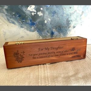 Handcrafted Cedar Jewelry Box Engraved Mom Gift Daughter Hummingbird Wooden Box